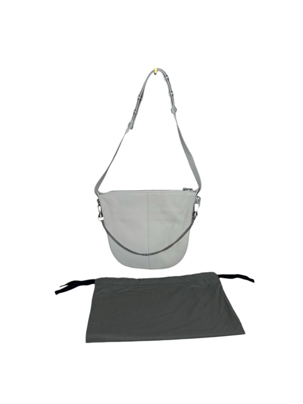 ALLSAINTS Blake Leather Shoulder Bag Pampas White Silver Hardware *FLAWED* - Picture 8 of 16